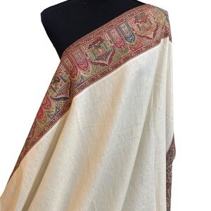 Unisex Mughal ,Pashmina Shawl,Moonlight Border, Wedding Wrap,Mughal Design